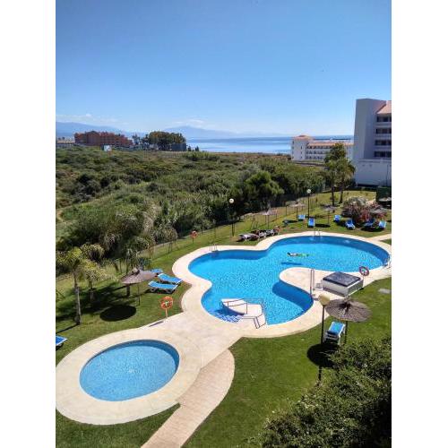 2 bedrooms appartement at Manilva 100 m away from the beach with sea view shared pool and jacuzzi