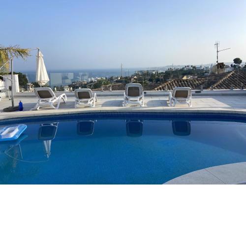 2 bedrooms villa with sea view private pool and furnished terrace at Benalmadena 2 km away from the beach
