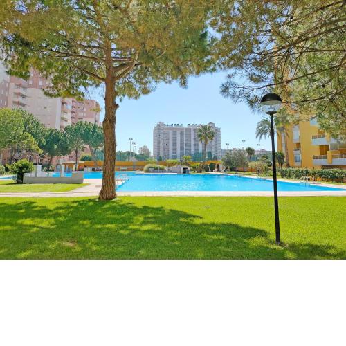 Global Properties, Practico apartamento con piscina en Residencial Brezo Canet