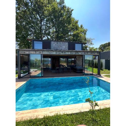 Lake stone house