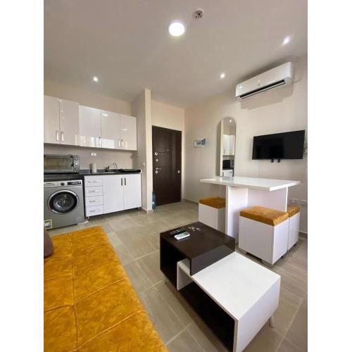 Luxurious 1-bedroom apartment on the ground floor in View Aqua Apartments and Suits in Mirage Bay Resort and Aquapark