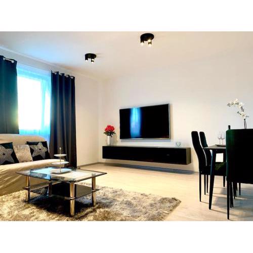 Modern flat near hockey and football arena.