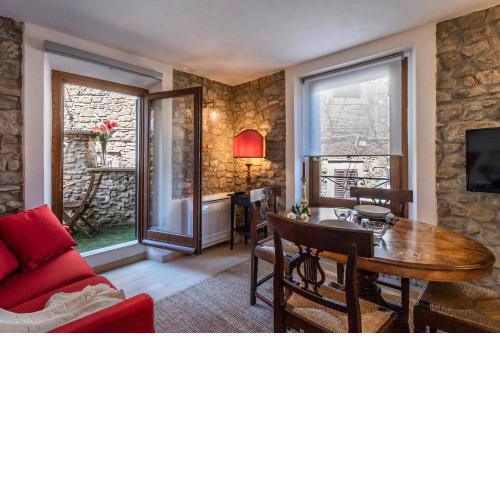 Red apartment with terrace