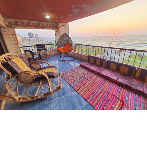 Sea view apartment 3 bedrooms 2 toilets 5th floor blue view village agami alexandria available all year days & 3 blankets available